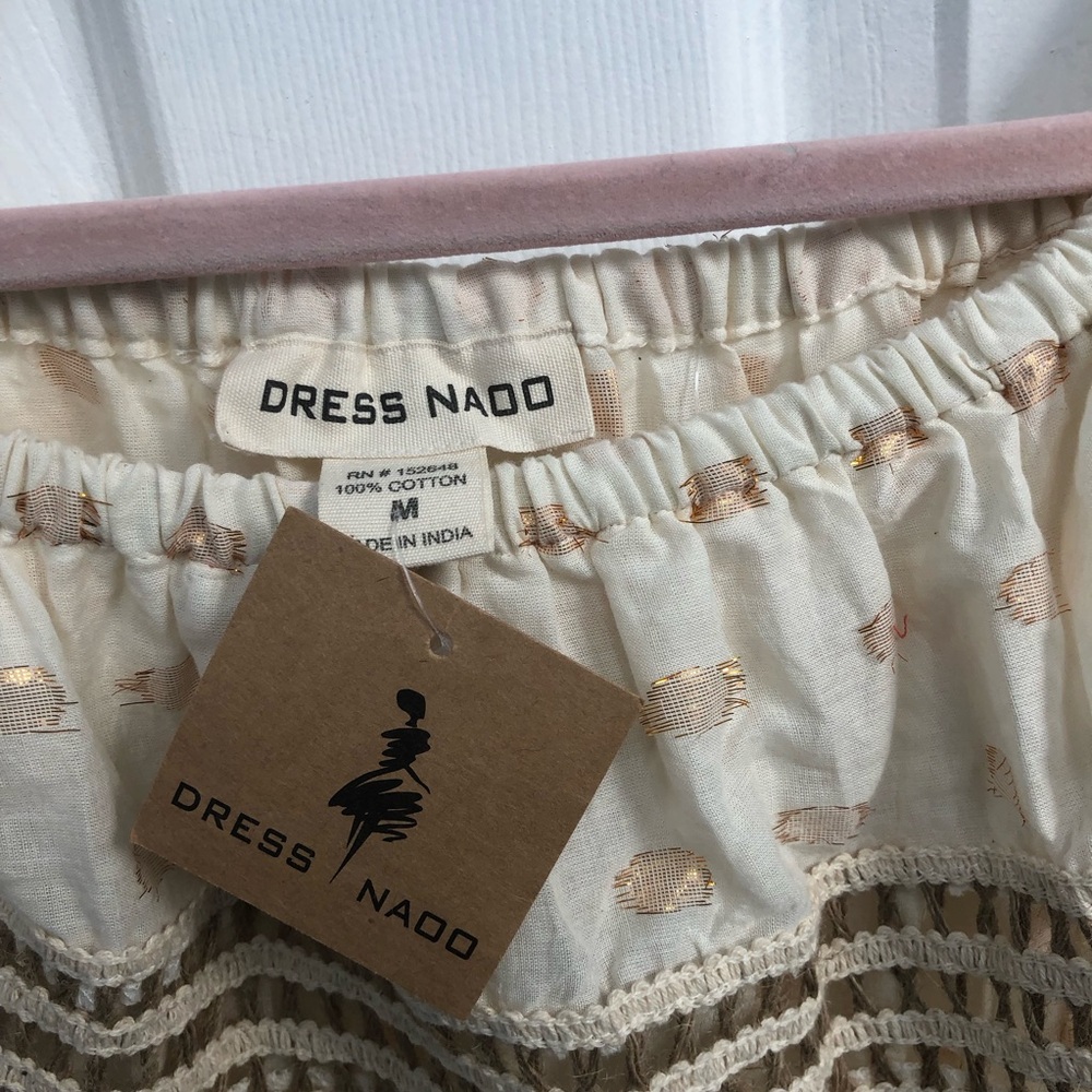 Dress Nado NWT Lined Medium dress Cream Brown Maxi Dress Boho Cotton - Picture 5 of 16